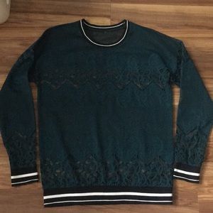 Fabletics Dark Green Lace Tunic Top